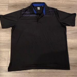 Callaway Mens Golf Shirt XXL Black W Blue Collar Polo Opti-Dri Performance SS